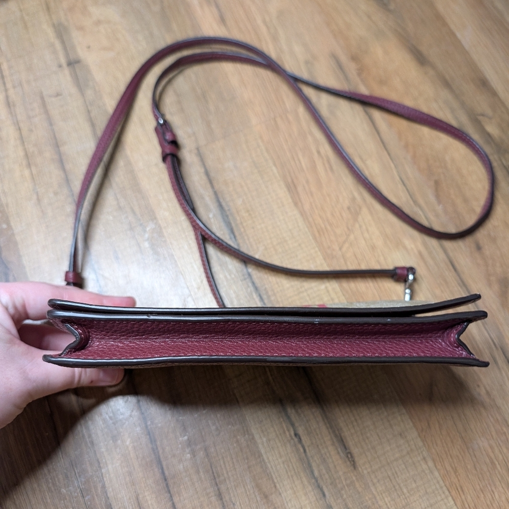 Anna Foldover Crossbody Clutch In Signature Canvas With Rexy By Guang Yu - Picture 5 of 14